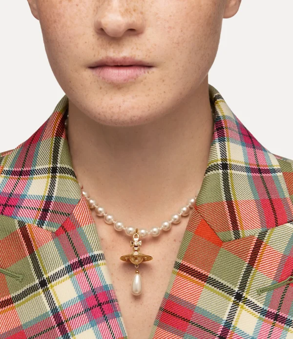 One Row Pearl Drop Choker