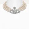 Three Row Pearl Bas Relief Choker