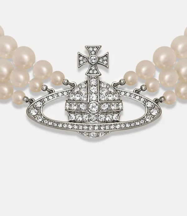 Three Row Pearl Bas Relief Choker