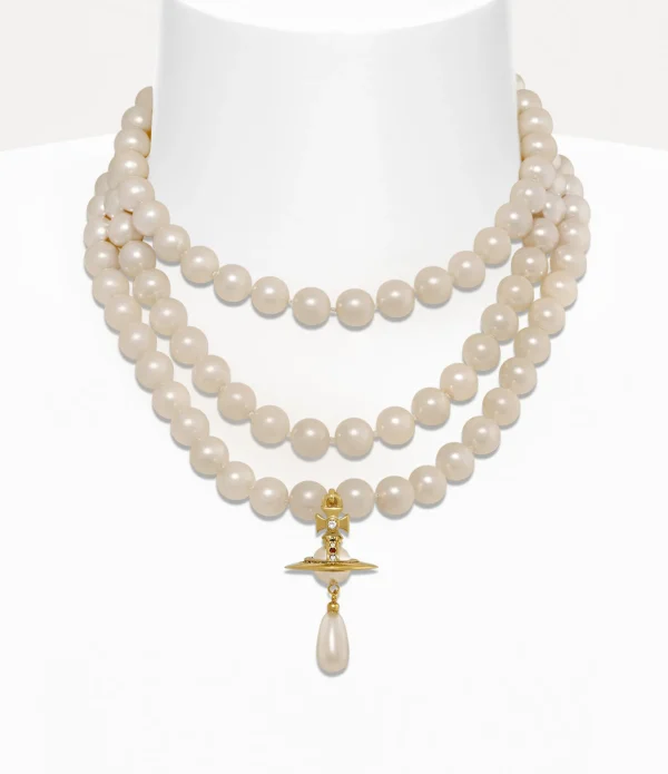 Three Row Pearl Drop Choker