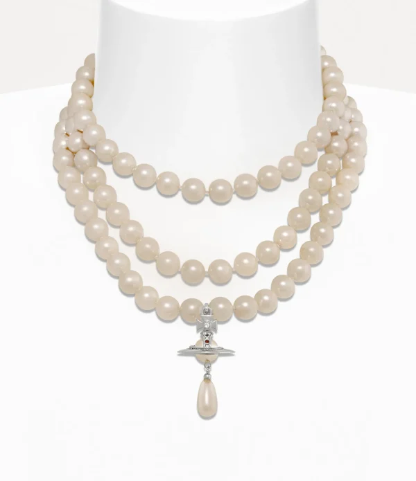Three Row Pearl Drop Choker