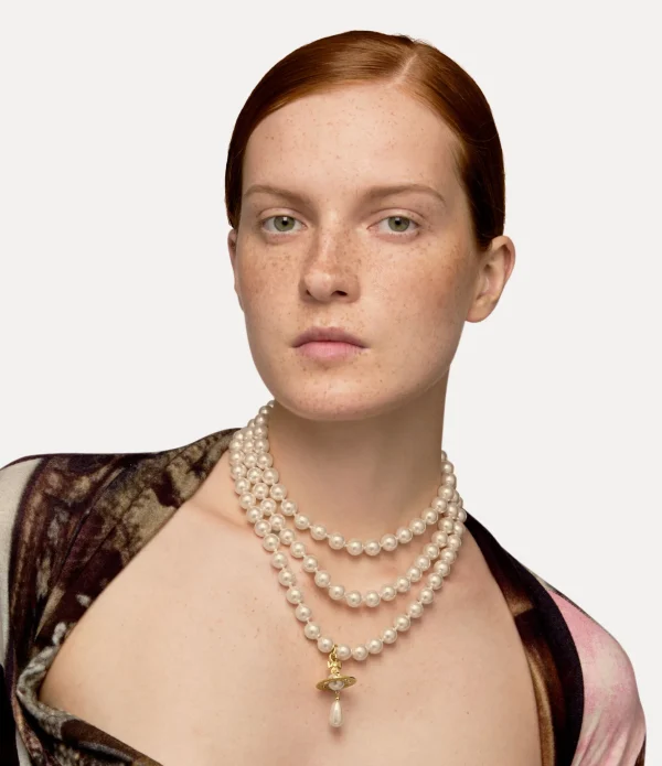 Three Row Pearl Drop Choker