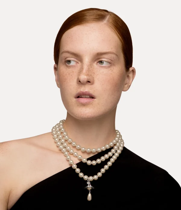 Three Row Pearl Drop Choker