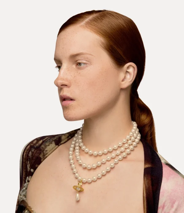Three Row Pearl Drop Choker